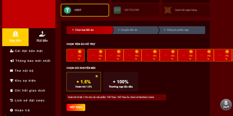 Nạp bằng tiền ảo siêu cấp nhanh chóng, an toàn
